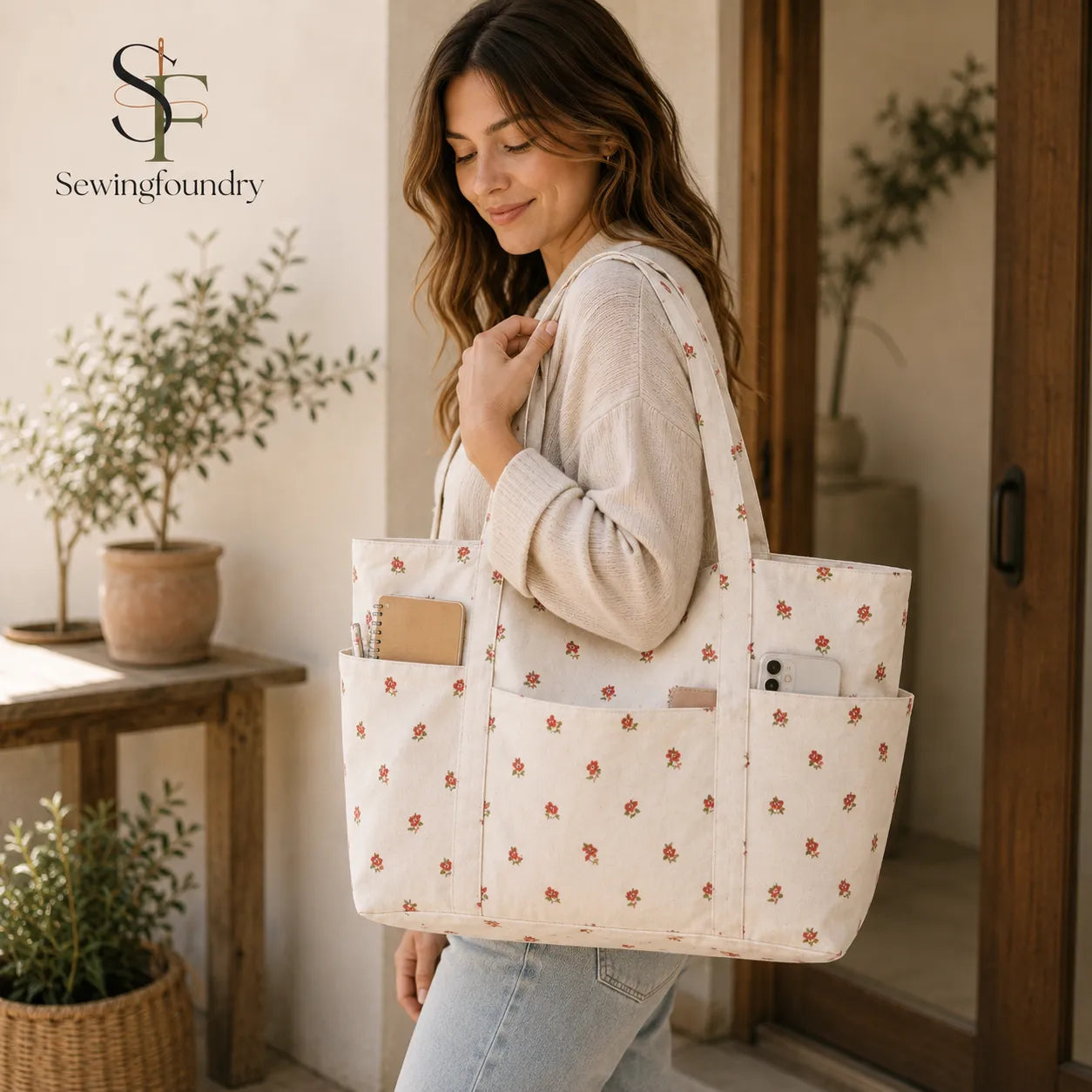 Multi-Pocket Tote Bag Sewing Pattern