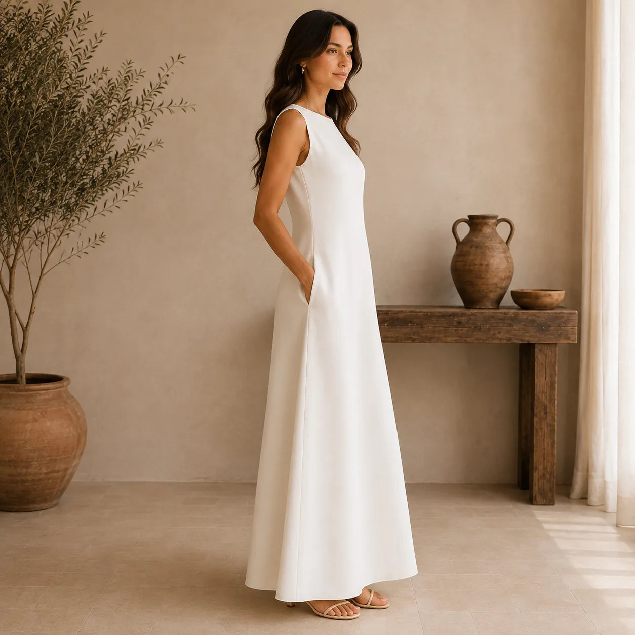 Bateau Neck Maxi Dress Sewing Pattern