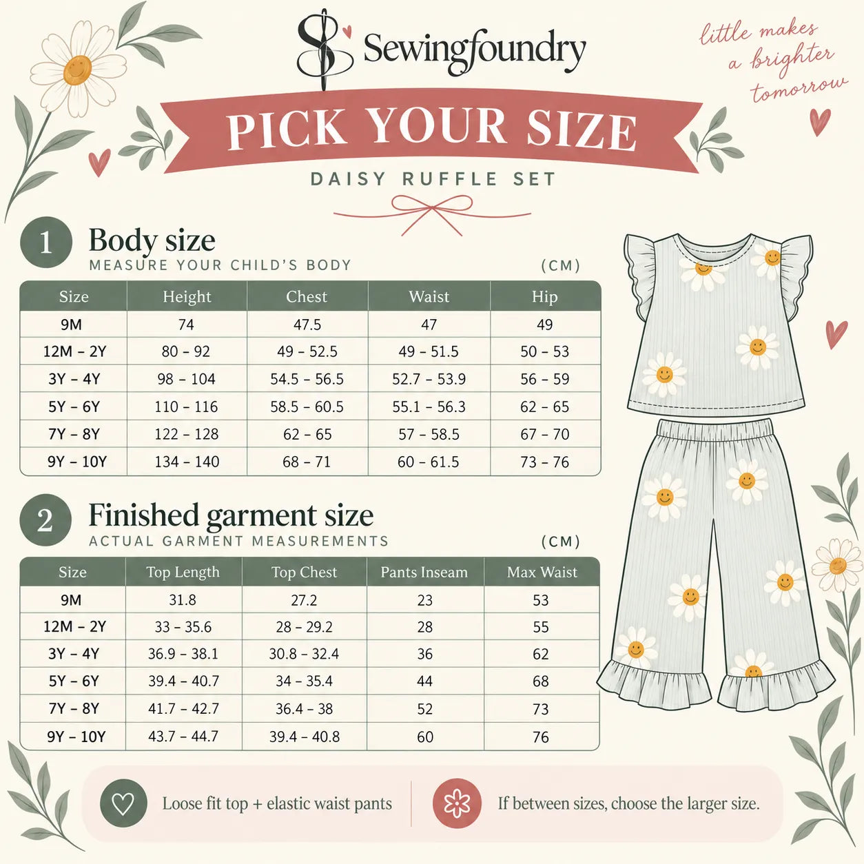 Daisy Ruffle Top & Pants Set Sewing Pattern