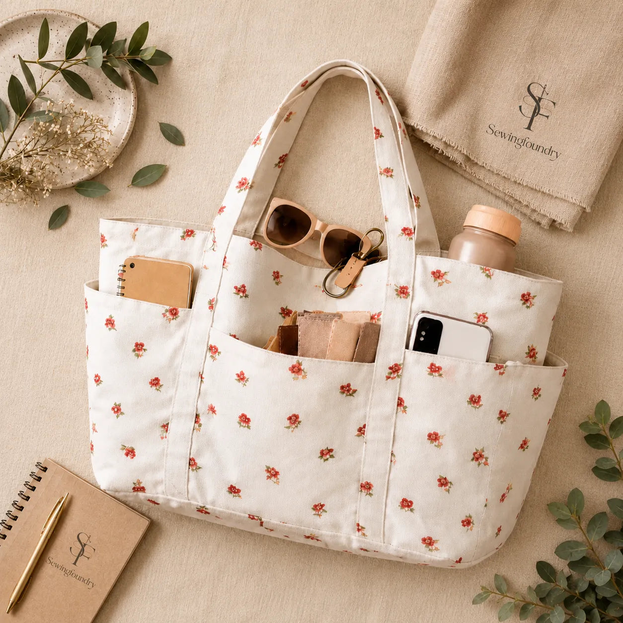 Multi-Pocket Tote Bag Sewing Pattern