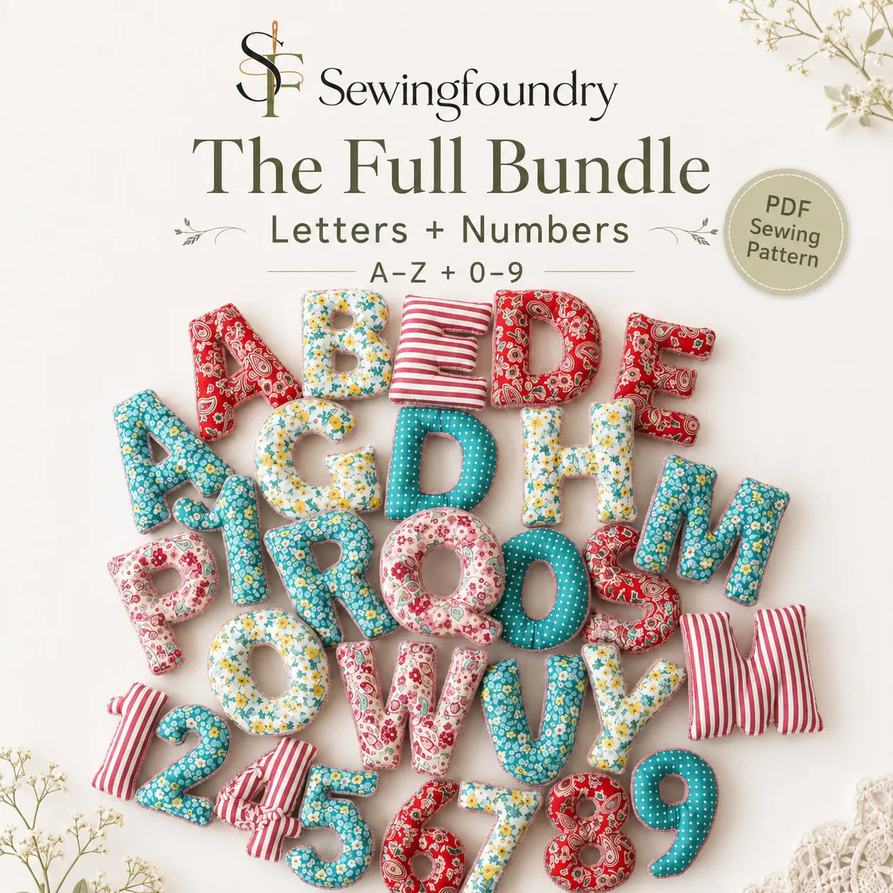 Fabric Alphabet & Numbers Sewing Pattern Bundle