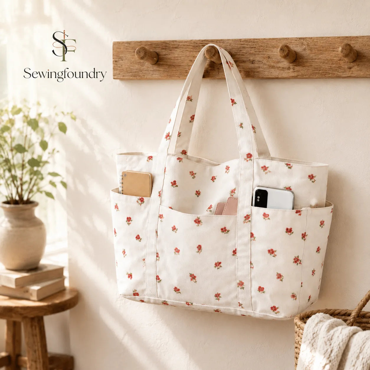 Multi-Pocket Tote Bag Sewing Pattern