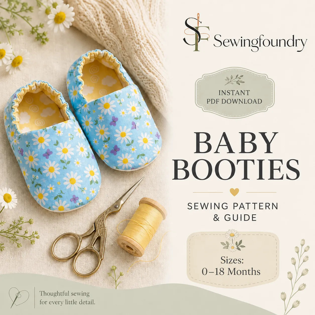 Baby Booties Sewing Pattern – 0–18 Months