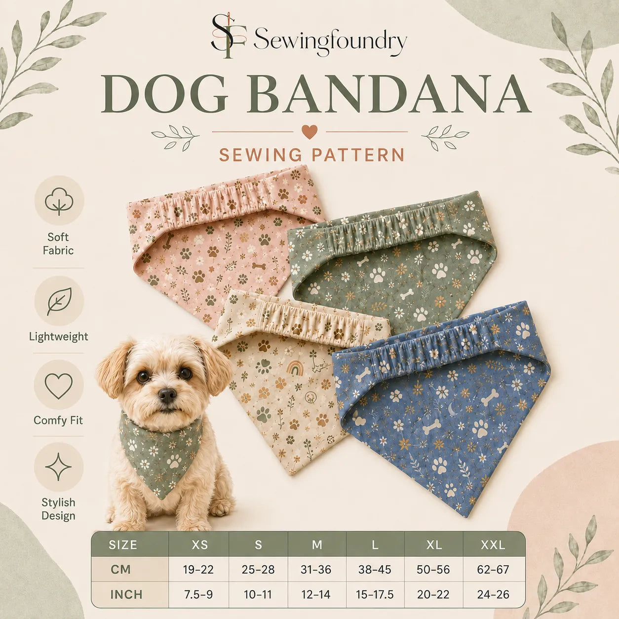 Dog Scrunchie Bandana Sewing Pattern