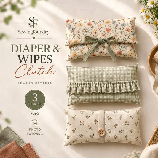 3 in 1 Diaper & Wipes Clutch Sewing Pattern