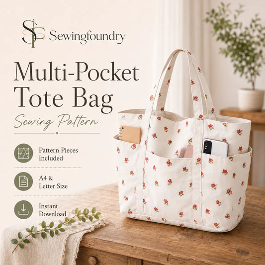 Multi-Pocket Tote Bag Sewing Pattern
