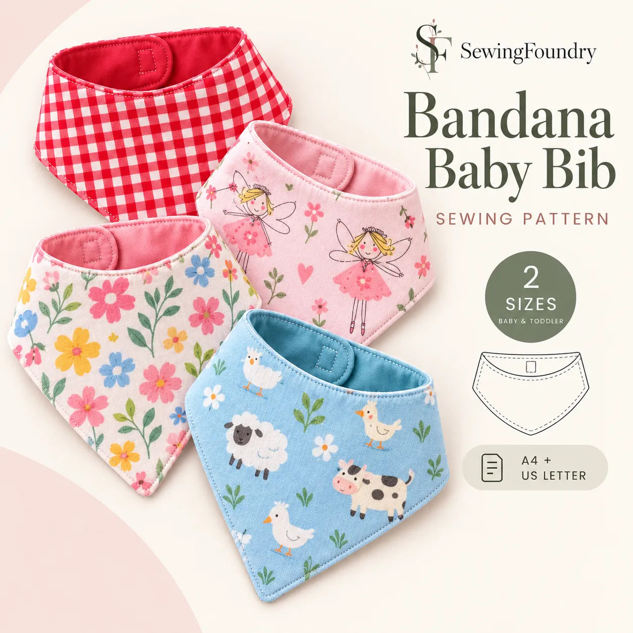 Bandana Baby Bib Sewing Pattern