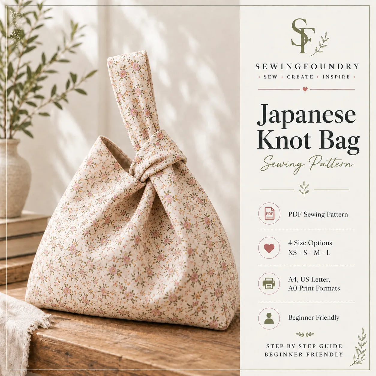 Japanese Knot Bag Sewing Pattern