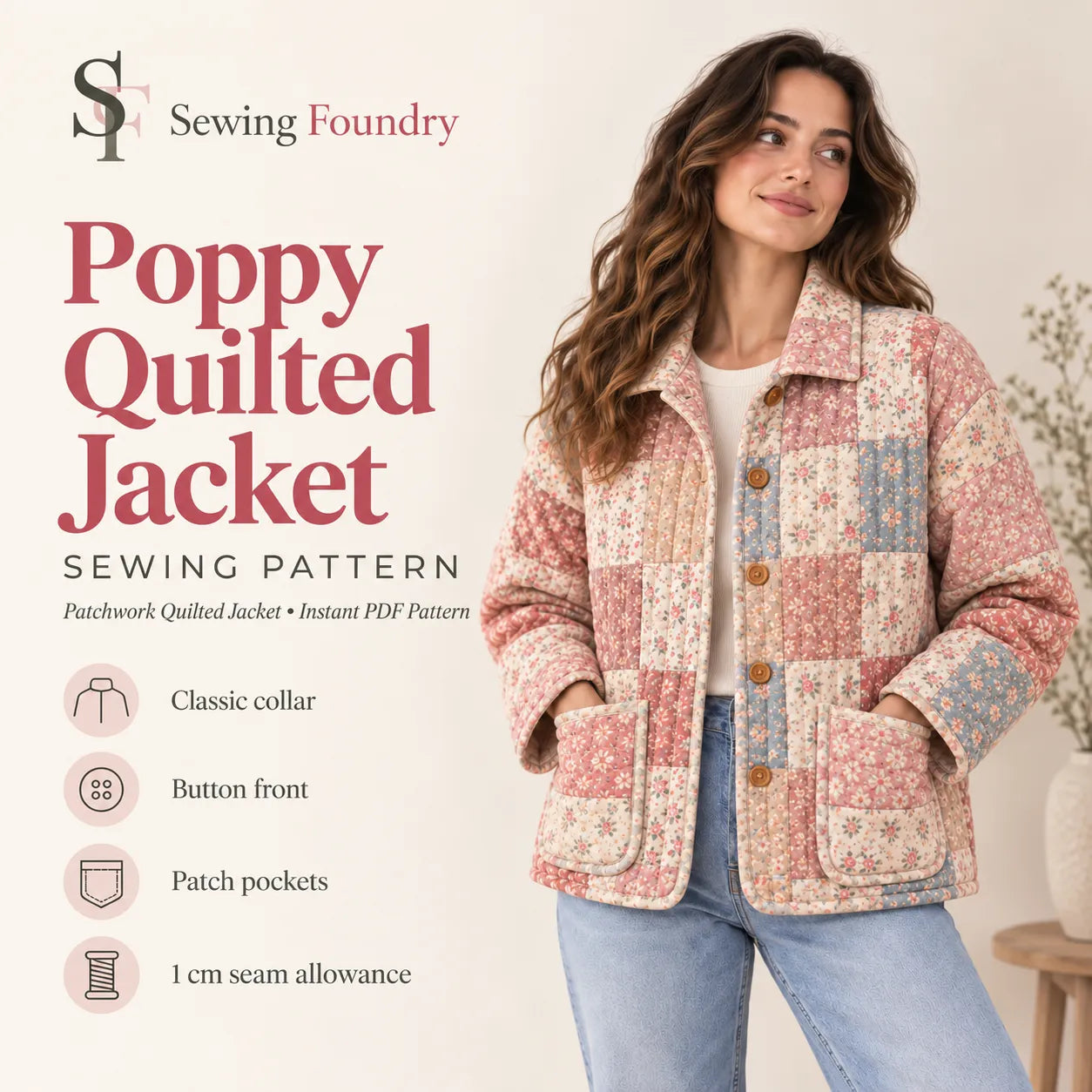 Poppy Quilted Jacket PDF Sewing Pattern