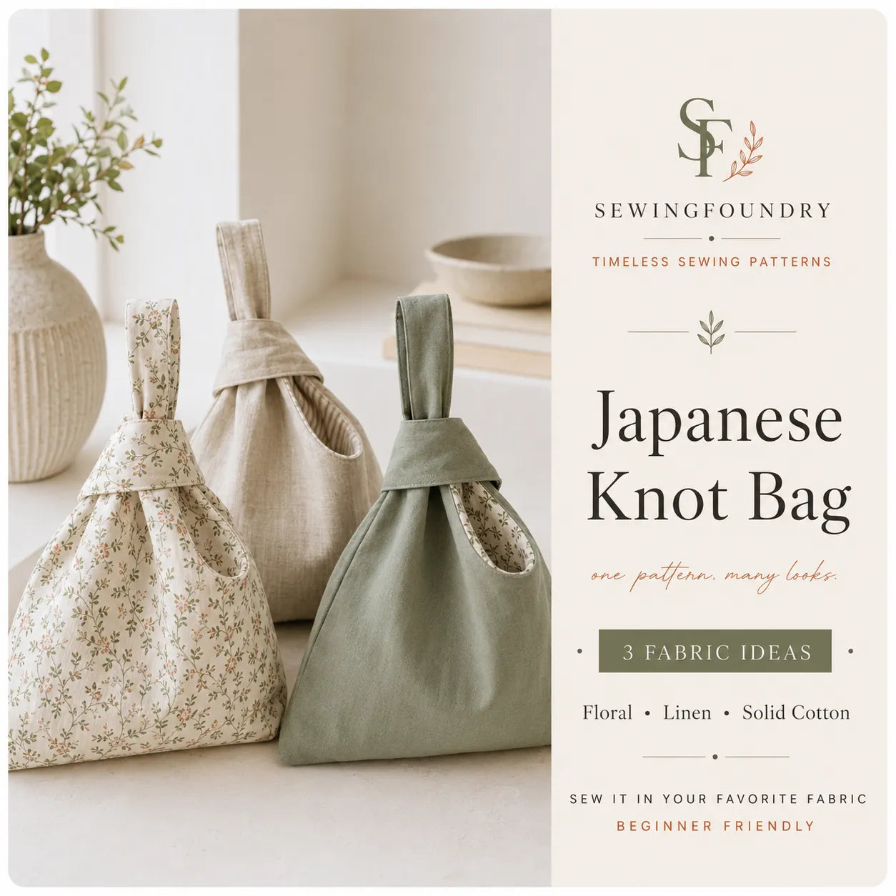 Japanese Knot Bag Sewing Pattern