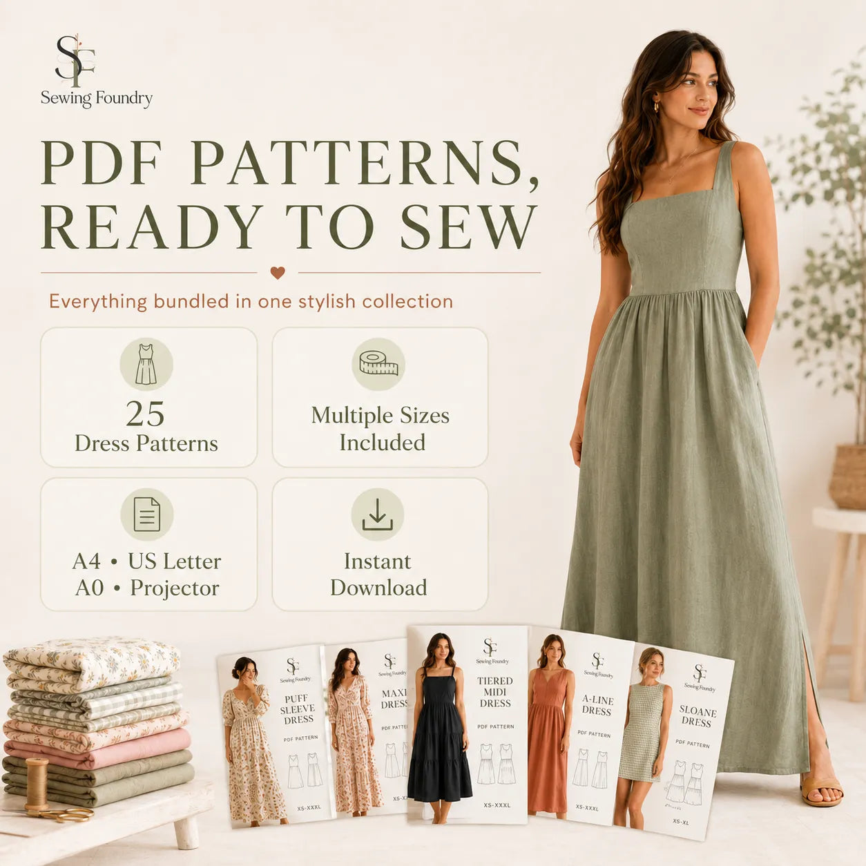 25 Dress Sewing Patterns Bundle